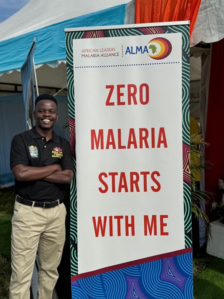 Nicolaus Novatus Mukasa at a Malaria Youth Corps event with the African Leaders Malaria Alliance